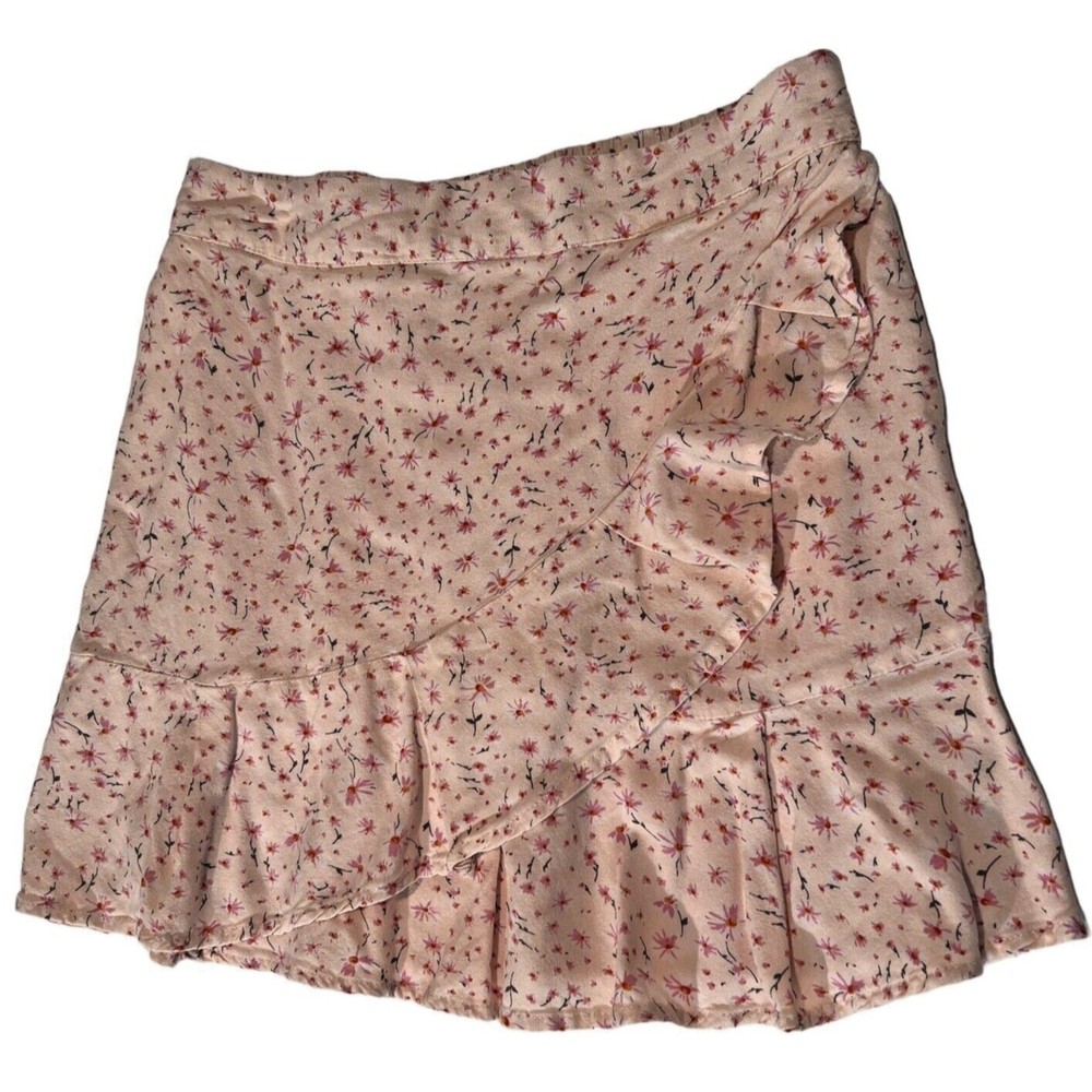 Sim and Sam Y2K Micro‎ Mini Skirt Pink Floral Ruffle Coquette Fairycore  SZ XS